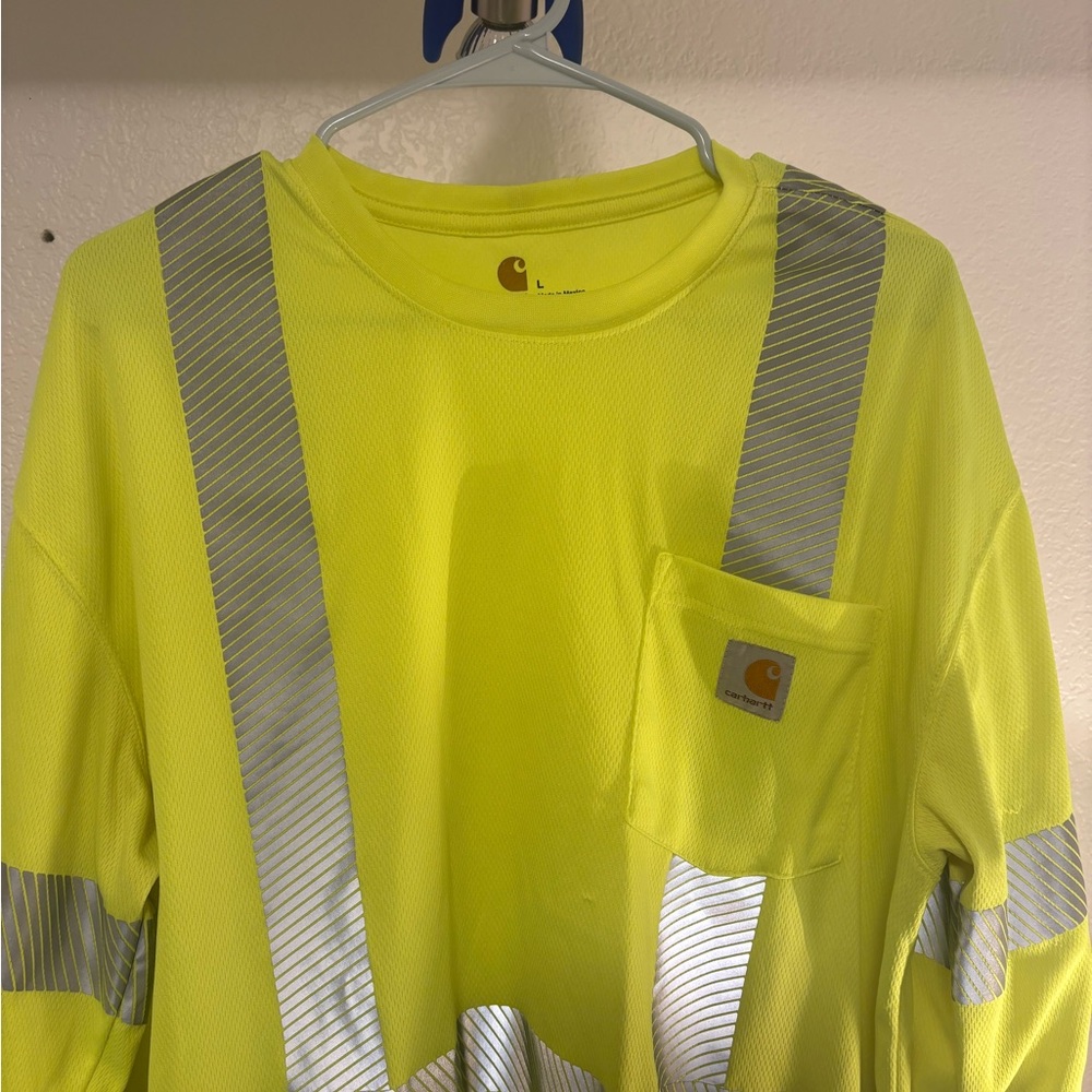 Carhartt Neon Yellow Safety Shirt with Reflective Stripes